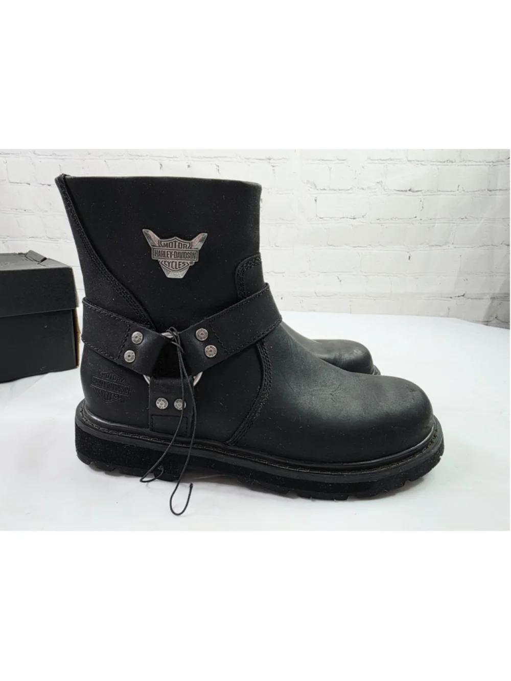 Harley-Davidson Rambert Leather Motorcycle Casual Harness Boot Zip Boots Sz 7.5